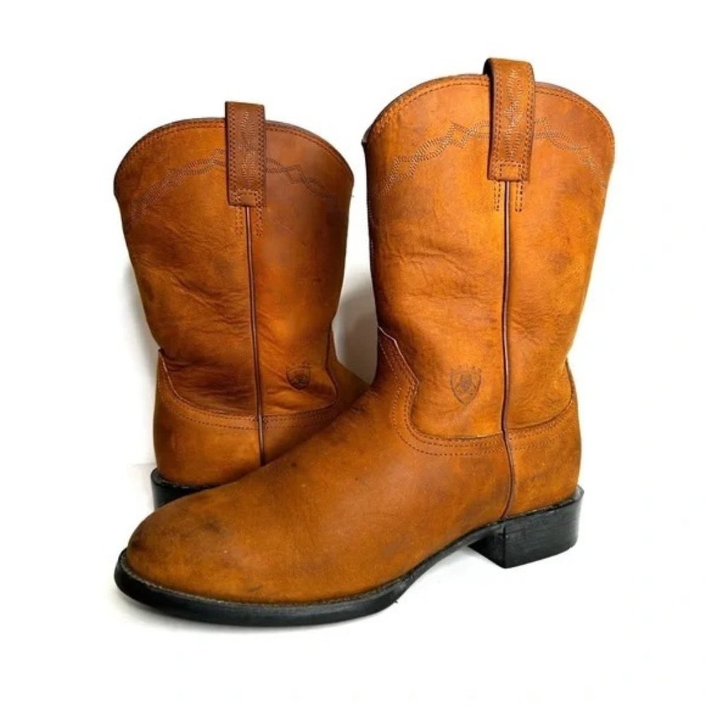 ARIAT Heritage Roper Western Cowboy Boots Distressed Brown Mens 9EE
